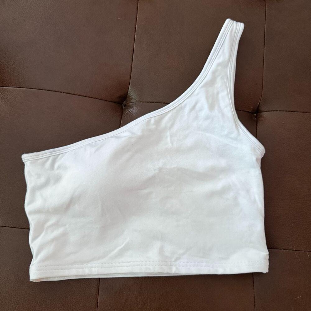 Klassy network white one shoulder cropped